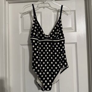 Kate Spade Womens Polka‑Dot Triangle One‑Piece Swimsuit Black Size XL